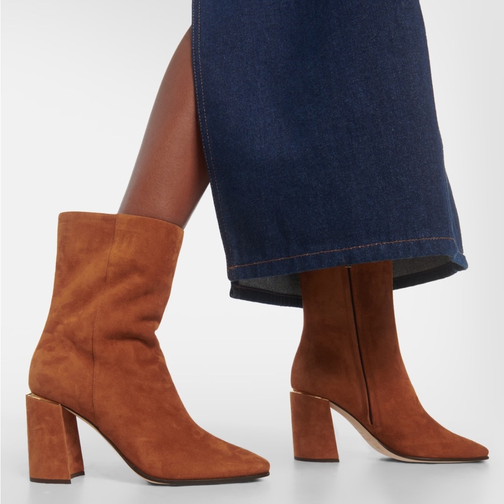 Jimmy Choo Loren 85 Suede Ankle Boots size 35 Tan